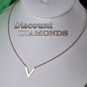 "V" Necklace 18K Rose Gold on Titanium Choker Necklace